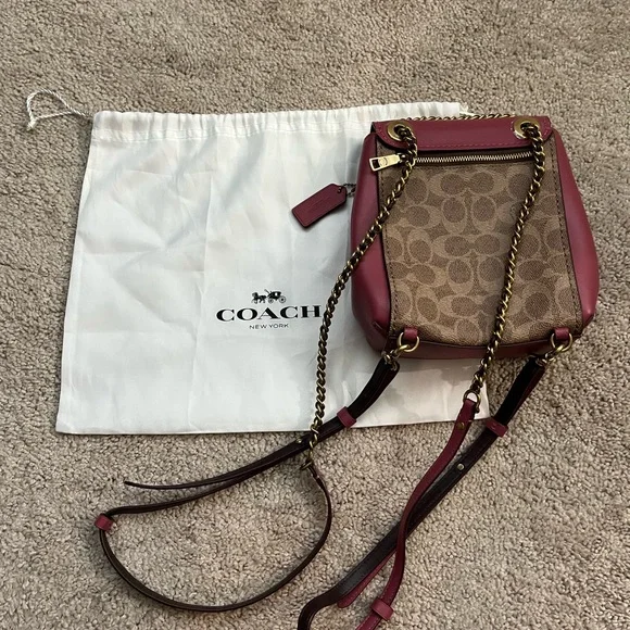 Coach Burgundy and Brown Mini Women's Bookbag - Picture 2 of 3